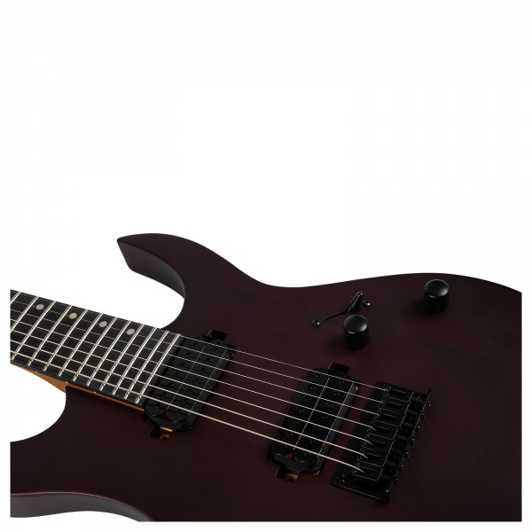 Spira Guitars S-407 MWR, Satin Wine Red - Body, Angled 1