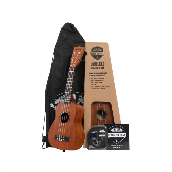 Kala Spruce Top Soprano No Binding Bundle w/ Bag, Tuner, Strap & Strings