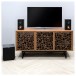 Klipsch R-8SW Subwoofer, Black with Klipsch KD-400 Active Speakers and TV in lounge