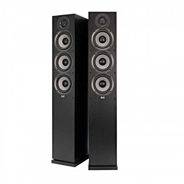 ELAC Debut F5.2 Floorstanding Speakers (Pair), Black Ash