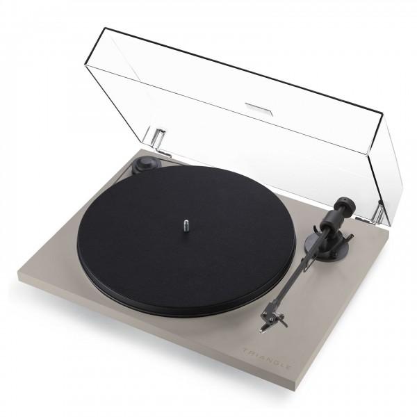 Triangle Turntable, Linen Grey Front View