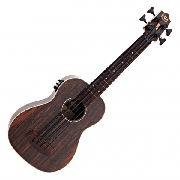 Kala Fretless U-Bass Electro-Acoustic Ukulele, Striped Ebony