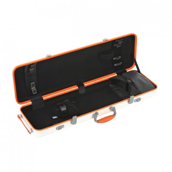 Gewa Polycarbonate Oblong Violin Case, White and Orange