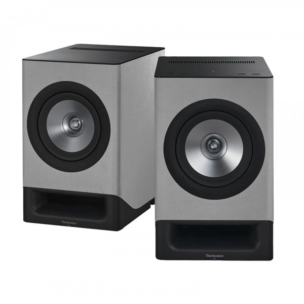 Technics SC-CX700B-H Active Speakers (Pair), Grey Front View