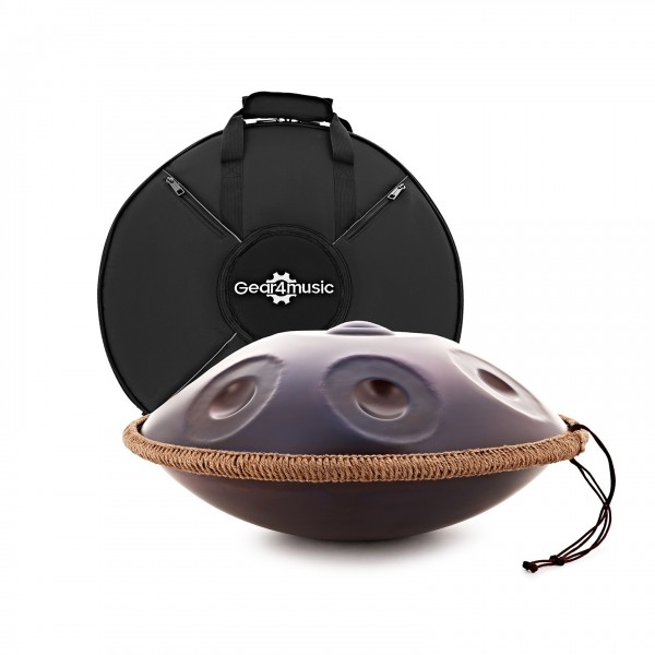 Handpan with Carrying Bag, 9 Notes D Kurd, Black, by Gear4music