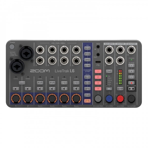 Zoom LiveTrak L-6 Compact Mixer and Multitrack Recorder - Top