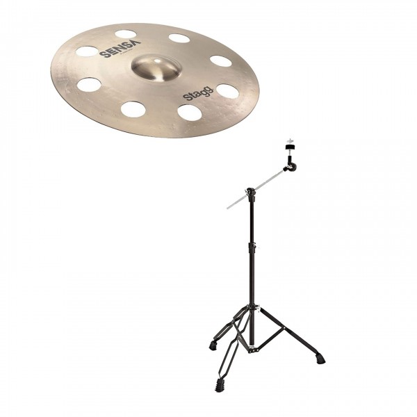 Stagg 18" Sensa Orbis Crash Cymbal & Gear4music Boom Arm Stand, Black