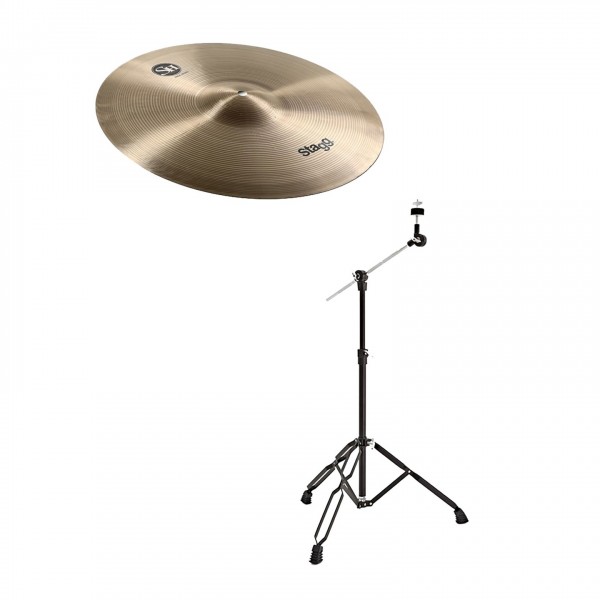 Stagg 18" SH Rock Crash Cymbal & Gear4music Boom Arm Stand, Black