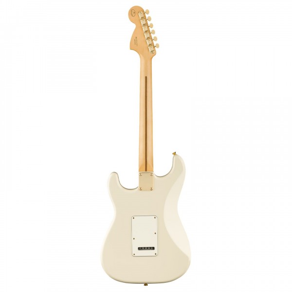 Fender FSR Mahogany Blacktop Strat HHH PF, Olympic White w/ Gold HW - Back