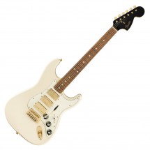 Fender FSR Mahogany Blacktop Strat HHH PF, Olympic White Gold HW