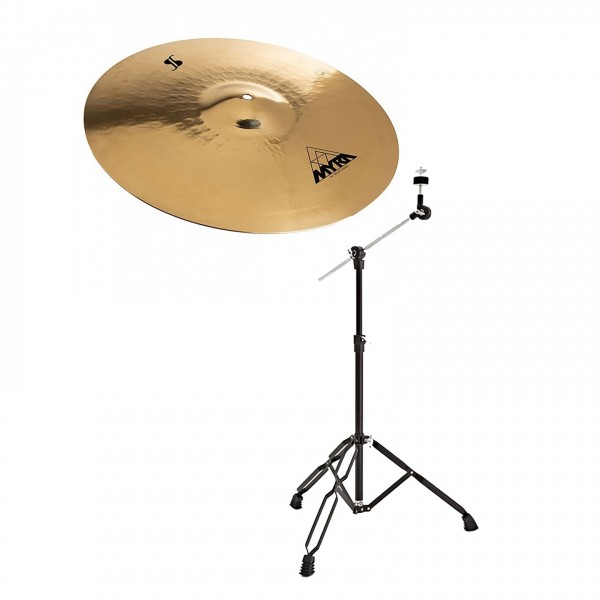 Stagg Myra 18'' Rock Crash Cymbal & Gear4music Boom Arm Stand, Black