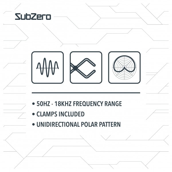 SubZero 5 Piece Drum Microphone Set with Case and Clamps