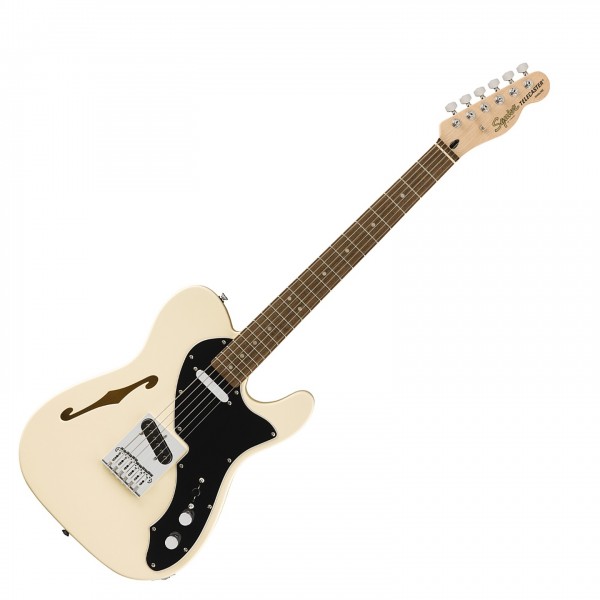 Squier Affinity Series Telecaster Thinline, Laurel Fingerboard, Black Pickguard, Olympic White - Front