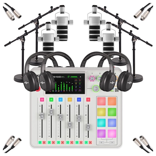 Rode Rodecaster Pro II Quad Bundle, White - Bundle