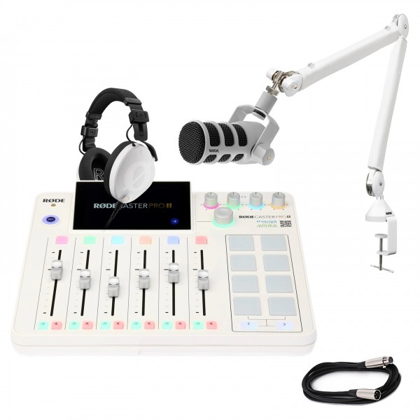 Rode RodeCaster Pro II Live-Streaming and Podcasting Package, White - Bundle