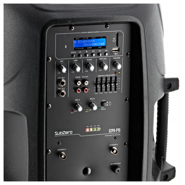SubZero P15 Portable PA Speaker with Bluetooth & Wireless Mics