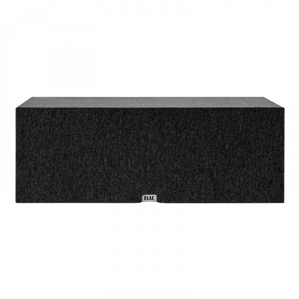 ELAC Debut 3.0 C5.3 Centre Speaker, Black Front View with Magnetic Grille Attached