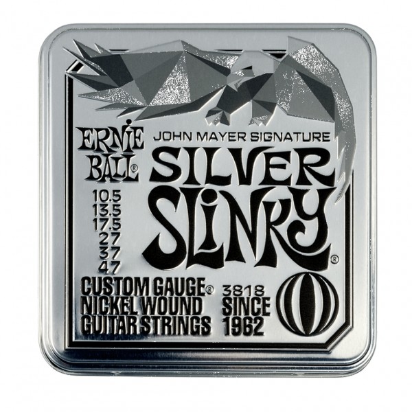 Ernie Ball John Mayer Silver Slinky 3 Pack Tin, 10.5-47 tin