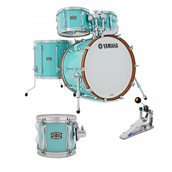 Yamaha Recording Custom 22" 5pc Shell Pack, Surf Green w/Free FP9 Chain Drive Single Pedal