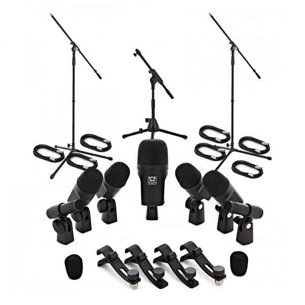 7 Piece Drum Mic Complete Set Including Stands and Cables