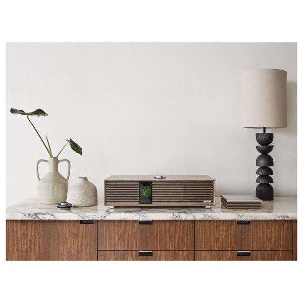 Ruark R-CD100 USB CD Player - Lifestyle image with Ruark R410 Integrated Music System