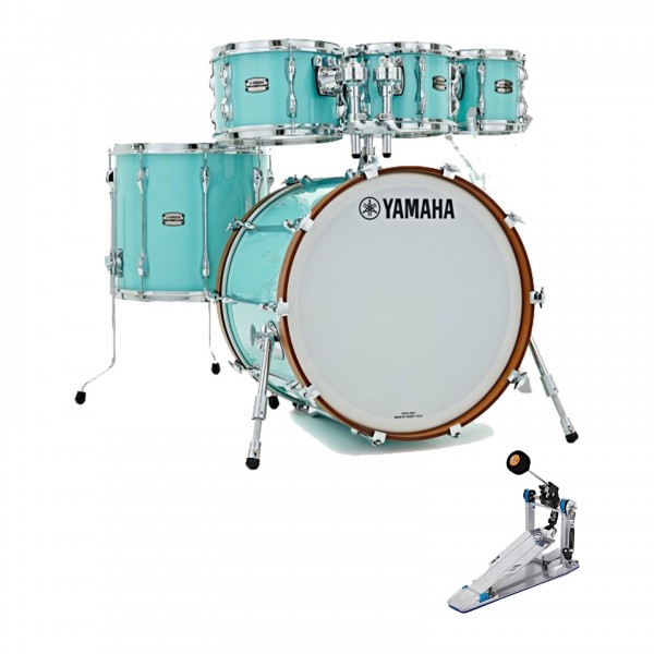 Yamaha Recording Custom 22" 5pc Shell Pack, Surf Green w/Free FP9 Chain Drive Single Pedal