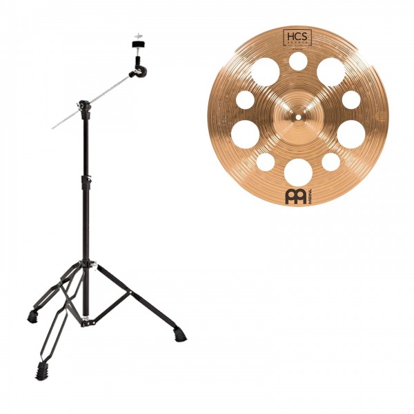 Meinl HCS Bronze 18" Trash Crash & Gear4music Boom Arm Stand, Black