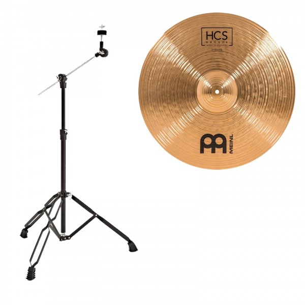 Meinl HCS Bronze 20" Heavy Ride & Gear4music Boom Arm Stand, Black