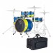 Dixon Drums Jet Set Plus 5pc Shell Pack w/Bag Set, Blue/Yellow