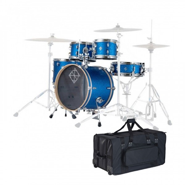 Dixon Drums Jet Set Plus 5pc Shell Pack w/Bag Set, Deep Blue Sparkle