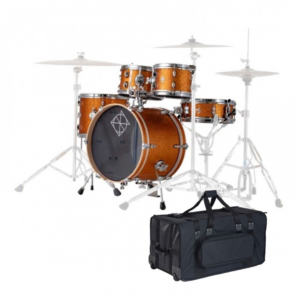 Dixon Drums Jet Set Plus 5pc Shell Pack w/Bag Set, Orange Sparkle