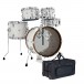 Dixon Drums Jet Set Plus 5pc Shell Pack w/Bag Set, Sub Zero White