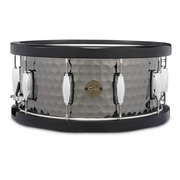 Gretsch Full Range 14 x 6.5'' Hammered Black Steel, Wood Hoop Snare