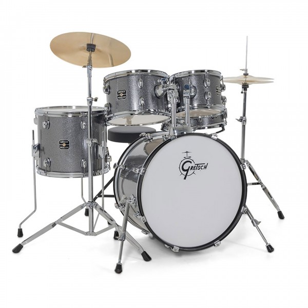 Gretsch Renegade 20" Drum Kit With Hardware & Cymbals, Grey Sparkle