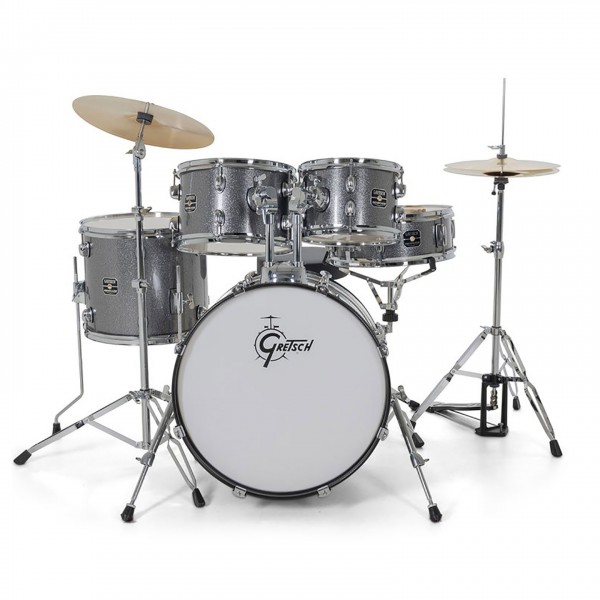 Gretsch Renegade 20" Drum Kit With Hardware & Cymbals, Grey Sparkle
