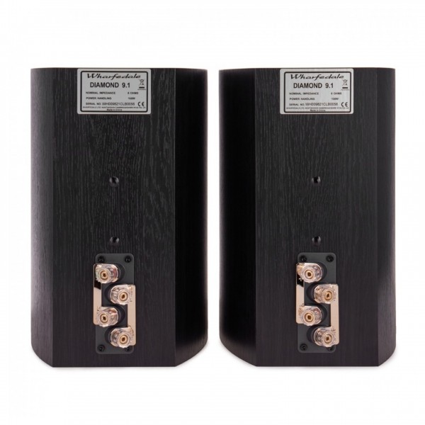 Wharfedale Diamond 9.1 Bookshelf Speakers (Pair), Black Back View