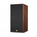 Wharfedale Super Linton Heritage Speakers (Pair), Walnut Veneer - Tilted and with grille attached