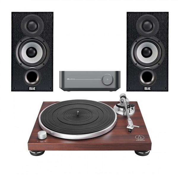 Audio Technica AT-LPW50BTRW with WiiM Amp Space Grey & Elac Debut B5.2 Hi-Fi Bundle - hero 