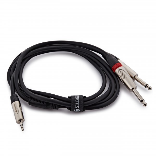 3.5mm TRS (M) - Dual 6.35mm (M) TS Cable Adapter by Studiospares, 2m