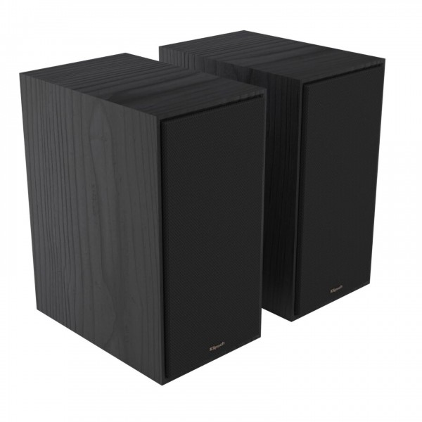 Klipsch R-60M Bookshelf Speakers (Pair), Black - tilt right with grille 