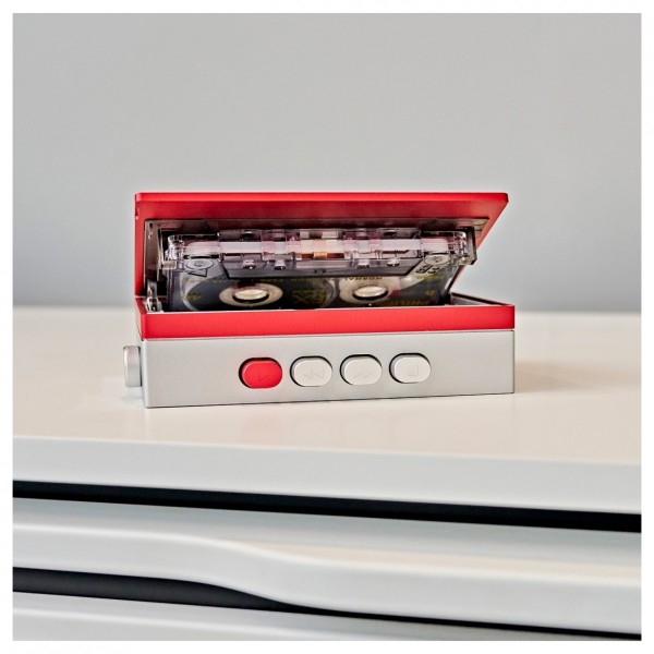 FiiO CP13 Cassette Player, Red - Lifetsyle Image, cassette tray open