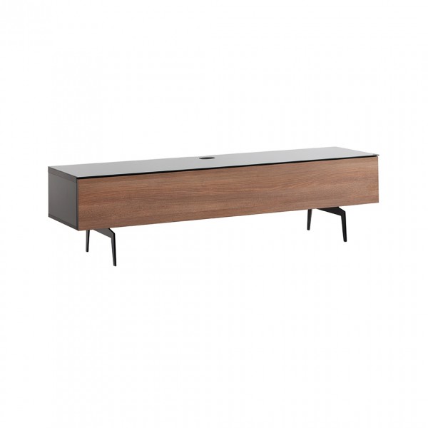 Spitfire Design Studio AV1650S Black Slim TV Cabinet w/ Walnut Door