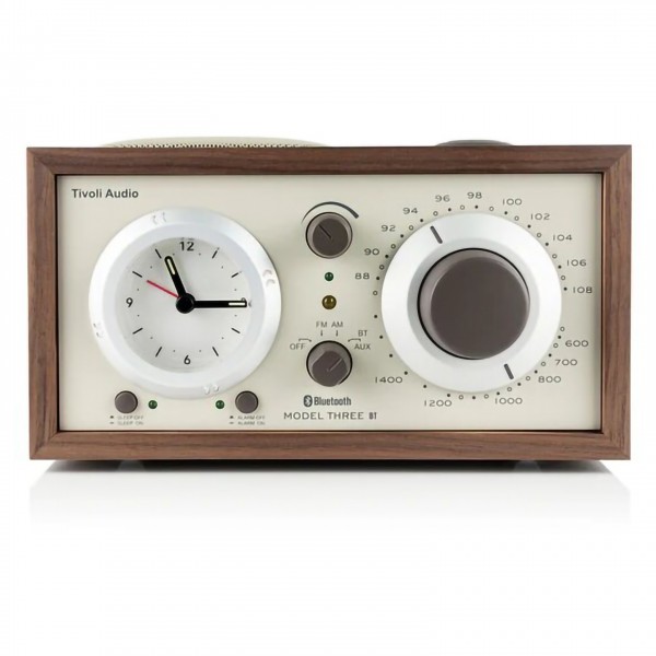 Tivoli Audio Model Three BT AM/FM Clock Radio, Walnut / Beige - 