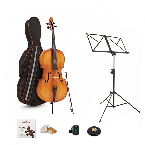 Hidersine Vivente Finetune Cello Outfit, Full Size and Accessories Bundle