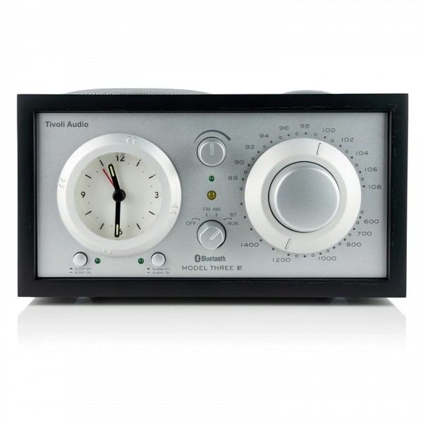 Tivoli Audio Model Three BT AM/FM Clock Radio, Black Ash / Silver - front 