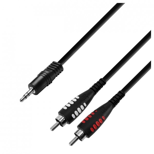 Adam Hall 3 STAR Balanced 3.5mm TRS Mini Jack to Twin RCA Splitter Cable, 3m