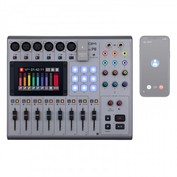 Zoom PodTrak P8 - With optional BTA-2 adapter (sold separately) - Top