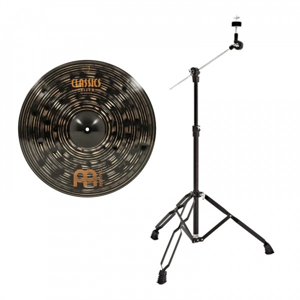 Meinl 20" Classics Custom Dark Crash Cymbal & Gear4music Boom Arm Stand, Black