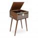 Victrola Century Signature+ 6-in-1 Wood Record Player with Clock and Legs, Walnut - Angled