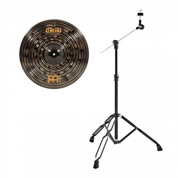 Meinl 17" Classics Custom Dark Crash Cymbal & Gear4music Boom Arm Stand, Black